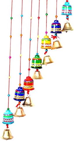 Craft Junction Handcrafted Bells Design Wood Windchime (18 inch, Multicolor)