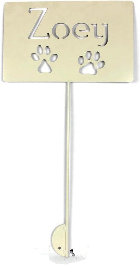 Classic Metal Garden Markers Clearance Items 20 to 33 Inches Tall (Cream, Zoey + 2 paws 23")