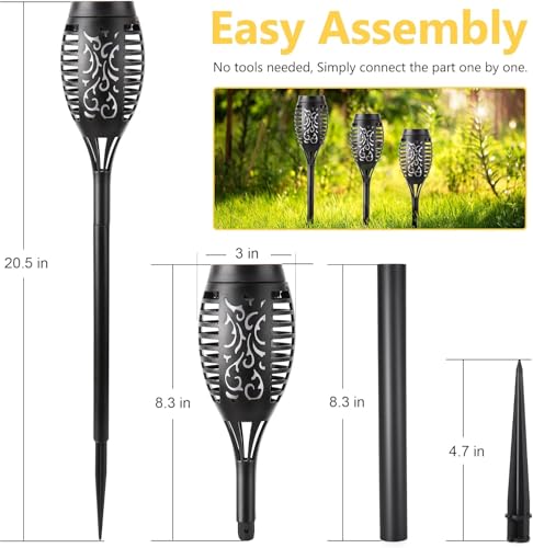Solar Flame Torch Lights - 6 Pack Outdoor