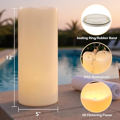 GenSwin Flameless LED Candles - Battery Operated Remote, 5x12"