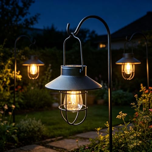 Hanging Solar Lantern Lights - Warm White 4 Pack