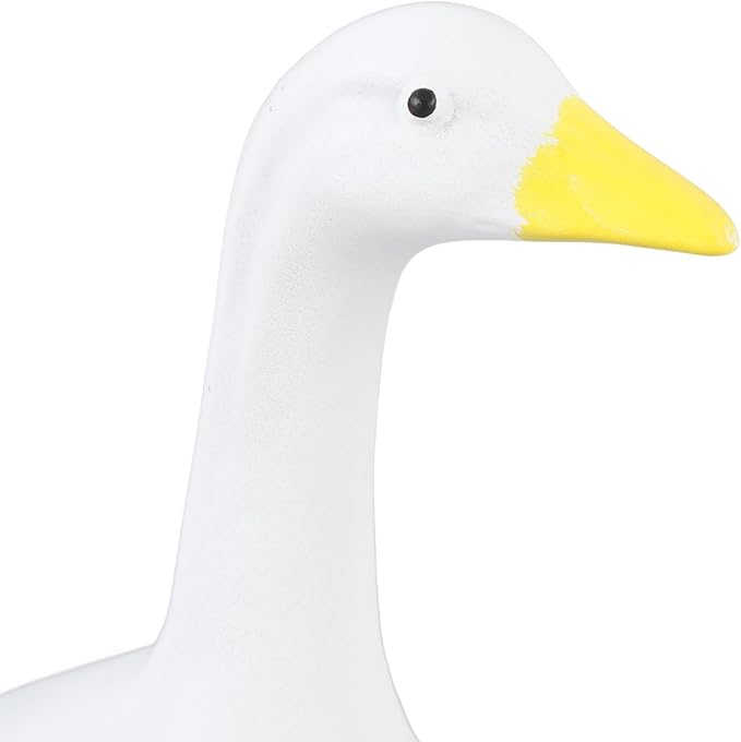 7 Inch White Goose Statue Resin Figurine Lifelike Desktop Animal Ornament for Home Garden Outdoor Decor, Perfect for Porch Lawn Patio Backyard Farm Theme Decoration, Collectible Craft Sculpture