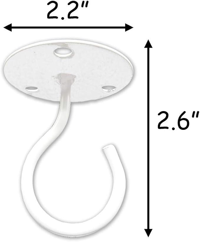 TIHOOD 2PCS Wall Mount Ceiling Hooks, Metal Plant Bracket Iron Wall Mount Lanterns Hangers for Hanging Bird Feeders, Lanterns, Wind Chimes, Planters, Outdoor Decoration Hooks (White)