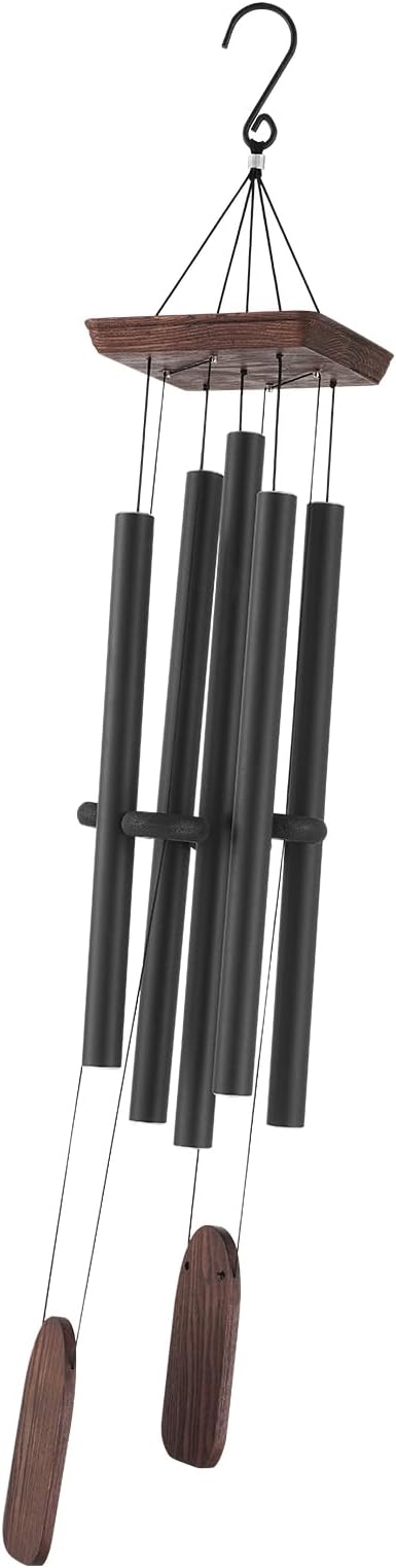 VEVOR 48" Deep Tone Wind Chimes – Large 5-Tube Memorial Wind Chimes, Hand-Tuned Aluminum Tubes, Black Outdoor Decor for Patio, Porch, Garden, for Anniversaries & Sympathy