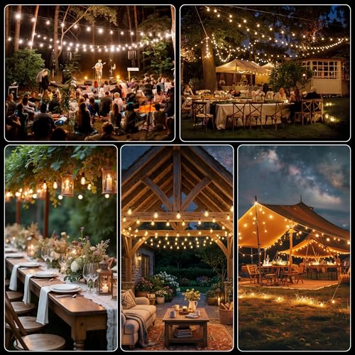 66FT Outdoor String Lights - 27 LED Edison Bulbs, Dimmable, Waterproof