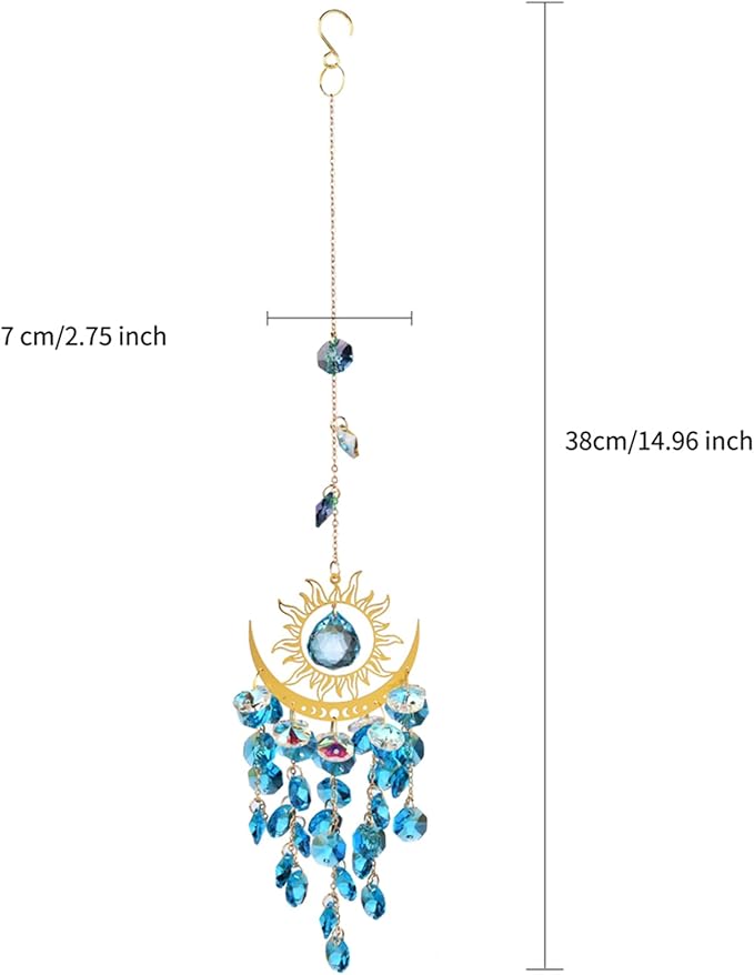 Hanging Celestial Suncatcher for Indoor Window Moon and Sun Crystal Sunlight Catcher Prism