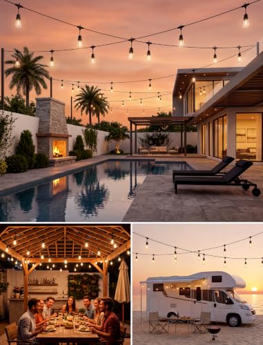 30FT LED Outdoor String Lights - 10+1 Shatterproof Bulbs