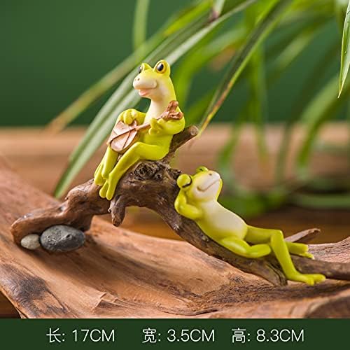 Garden Decor Frog Outdoor Statue Figurines Funny Cute Animal Sculptures Porch Outside Decorations for Yard Lawn Patio Ornaments (B)