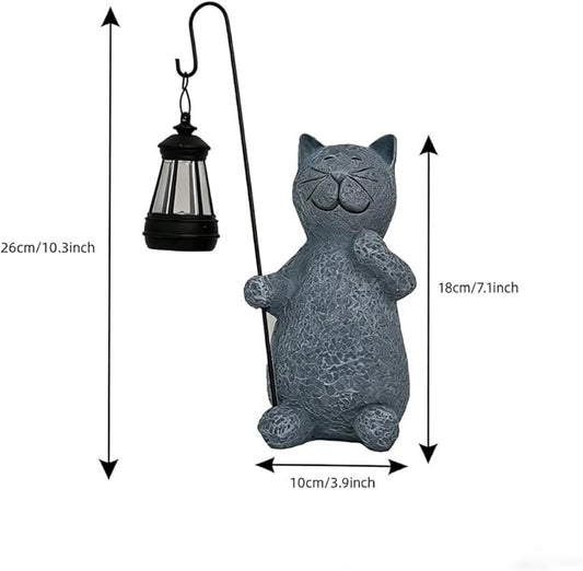 Cat Solar Garden Statues, Resin Cat Figurine Decorations,Outdoor Figurines for Lawn Patio Balcony Yard Ornament, Unique Housewarming and Birthdays Gifts for Mom Women Grandma