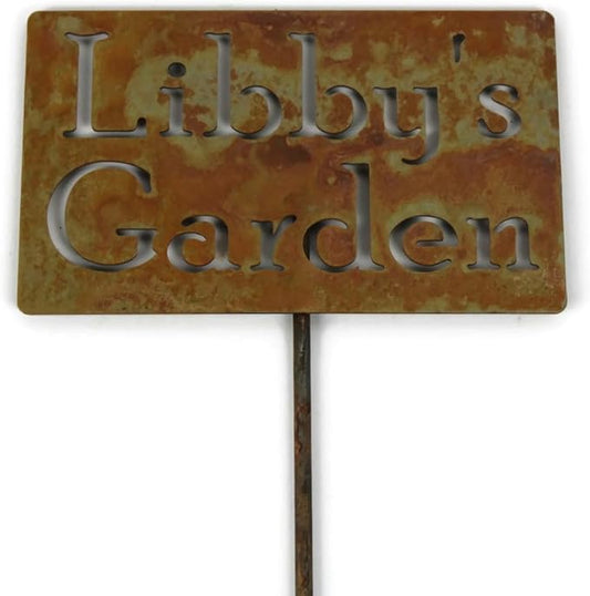 Classic Metal Garden Markers Clearance Items 20 to 33 Inches Tall (Libby's Garden 21", Naturally Rusted)