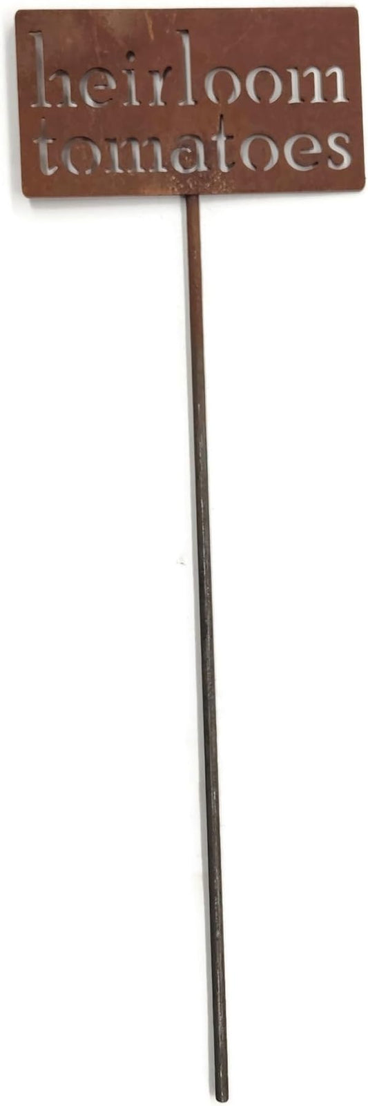 Classic Metal Garden Markers 19 Inches Tall (heirloom tomatoes, Naturally Rusted)