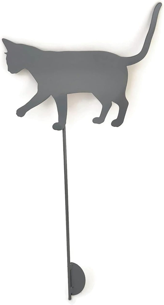 Pets and Farm Animals Metal Garden Landscape Stake (11.5" Wide Cat on Stake, Gray)