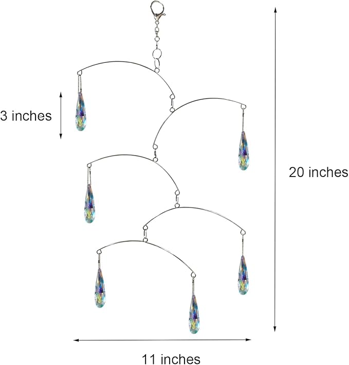 DIY Crystal Sun Catcher Wind Chime, Hanging Prisms Rainbow Maker Suncatcher for Home and Garden Decoration (FL-76AB-6CW)