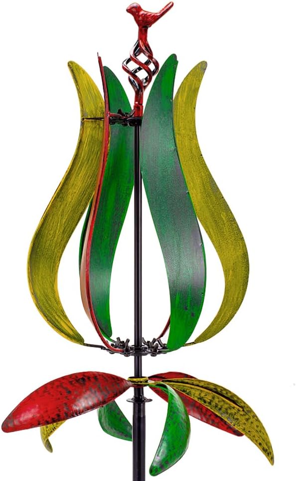 Stargarden Outdoor Wind Spinners, 13.7”Dia Metal Kinetic Wind Sculptures, Metal Yard Art Garden Decor(Multicolored)