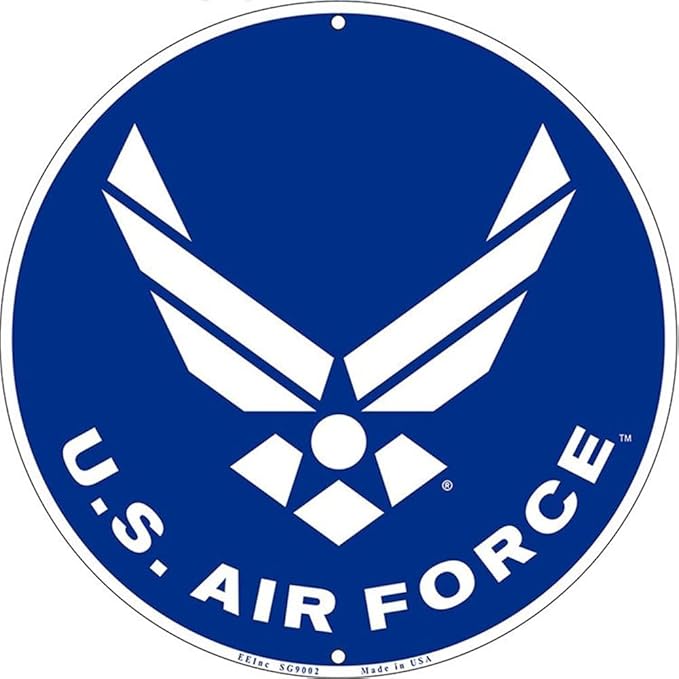 United States Air Force Aluminum Metal Round 12 Inch Diameter Sign - Perfect for Walls, Garages & Outdoor Decoration (USAF Air Force)