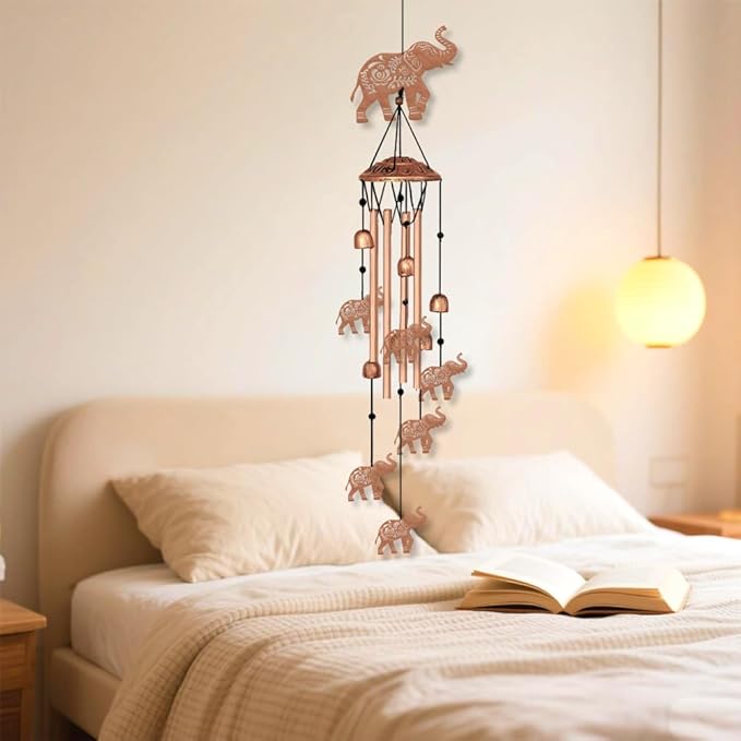 ORIGACH Elephant Wind Chimes Metal Wind Chimes for Outside Gifts for Women Mom Grandma Deep Tone Suitable for Outdoor, Indoor, Balcony, Garden, Courtyard, Porch, 30-Inch Long