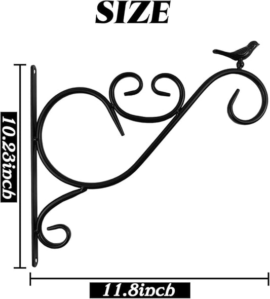 TIHOOD 2PCS 12inch Wall Hanging Plant Bracket, Retro Iron Metal Wall Décor Shepard Hook Lantern Wall Hanger for Hanging Plant Flower Bird Feeder Planter Indoor Outdoor, Bird