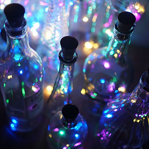 Solar Wine Bottle Lights - 10 Pack, 10 LED Copper Cork, Colorful