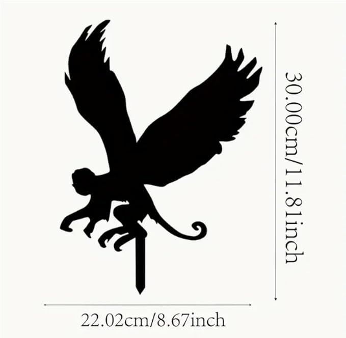 Black Flying Monkey Metal Garden Ground Insert Decorations Cute Tree Decorative Outdoor Statues Garden Metal Animal Statues