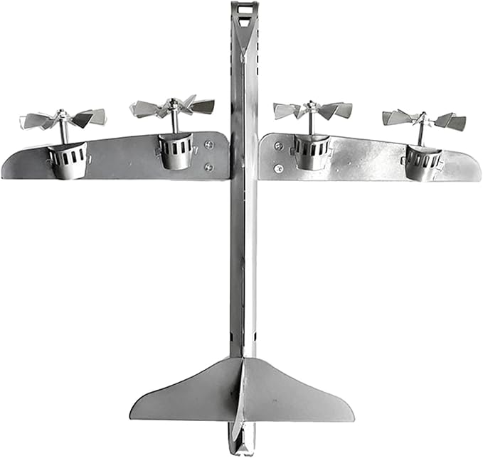 Wind Spinner Statue Aircraft Windmill Airplane Model with Metal Stake Decorative Figurine Iron Art Sculpture for Lawn