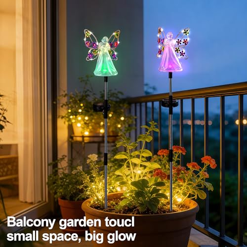 Angel Solar Stake Lights - Waterproof Garden Decor 2 Pack