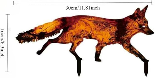 Rustic Metal Fox Garden Stakes Sneaky Animal Garden Stakes Decoratives 3D Animal Shape Yard Art Sculptures for Home Decorations(11.81''X6.3''X1.18'')