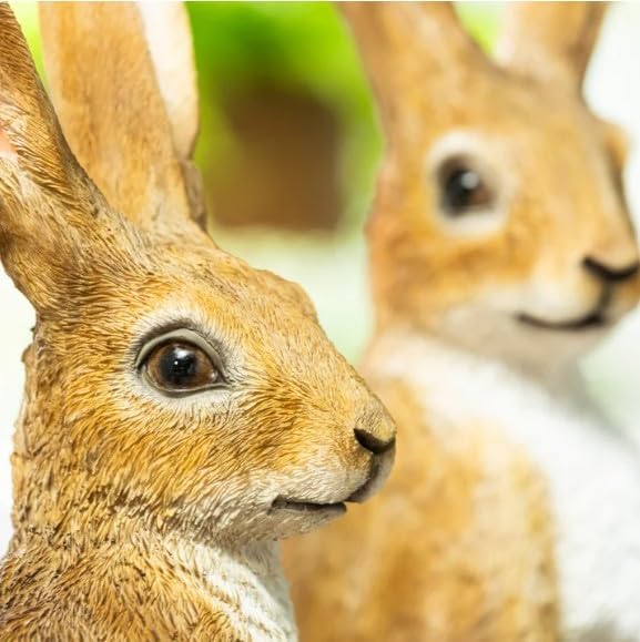 Large Garden Rabbit Statues Set of 2, Weather Resistant Outdoor Bunny Figurines, Decorative Hare Sculptures for Yard Lawn Patio Porch, Resin Easter Spring Garden Decor (21–22.8 Inch)