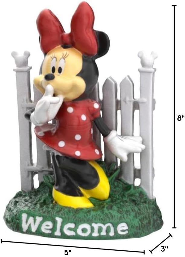 Disney Minnie Mouse Welcome Gate Everyday Outdoor Garden Statue, 7 inches Tall, Officially Licensed Disney Product