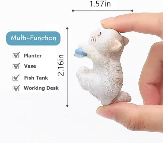 4pcs Climbing Cat Statues For Planter, Cute Animal Figurines Plant Decorations For Pots Vase Fish Tank, Indoor Outdoor Flower Pot Hanging Ornament, Fairy Garden Accessories Décor, Gift For Plant Lover