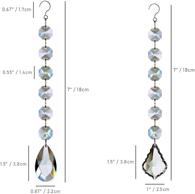 12pcs Glass Crystal Chandelier Prisms Beads Replacement, Hanging Crystals Suncatcher for Chandeliers Decoration