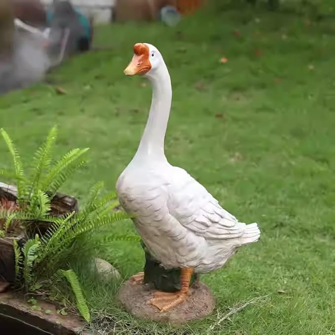 Porch Goose Statue Outdoor Decor for Garden, 20.67" Fairy Yard Figurines Home Sculptures for Lawn Patio Front Porch Backyard