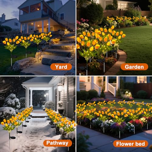 Solar Tulip Lights - Waterproof Yellow, 2 Pack