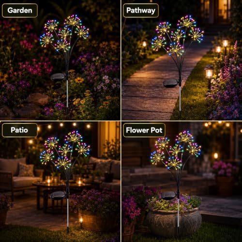 Solar Firework Garden Lights - 8 Modes, IP65 Waterproof