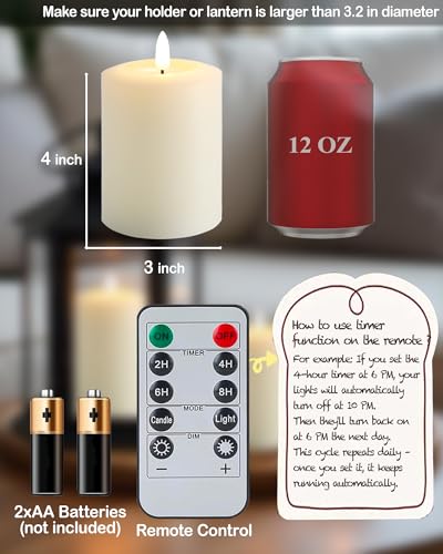 Gmnee 3"x4" Flameless Candles - LED with Remote Timer