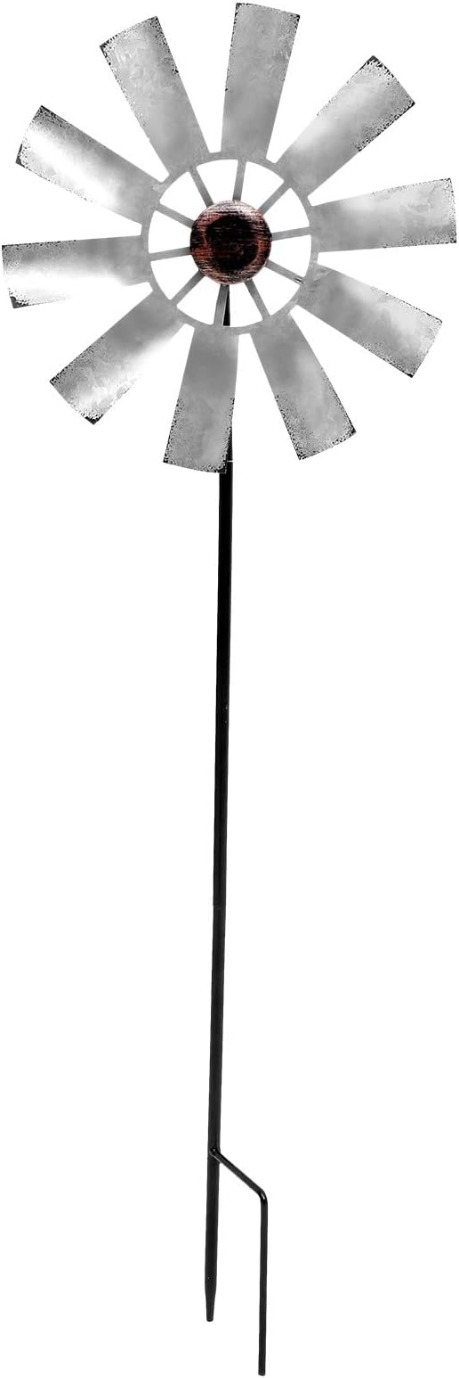 Yardwe Large Metal Windmill Ornament Outdoor Garden Decor Rotatable Wind Spinner with Durable Metal Construction for Lawn Patio Courtyard
