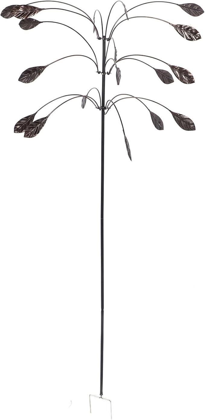 Wind Spinner Kinetic Wind Spinner Falling Foliage Design Wind Sculpture, Rustproof Water Proof Heavy Duty Falling Foliage Kinetic Copper Triple Spinner for Outdoor Garden