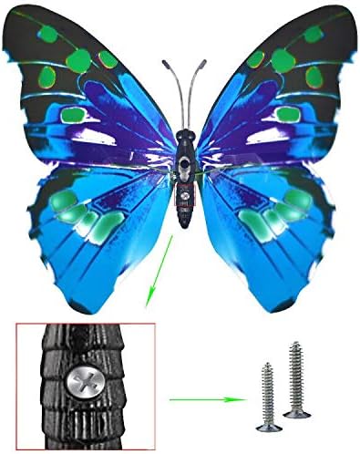 Giant Butterfly Garden Stakes Decorations Outdoor 3D Blue Butterflies Lawn Decorative Yard Decor Patio Accessories Ornaments PVC Gardening Art Christmas Whimsical Gifts (Pack of 24)