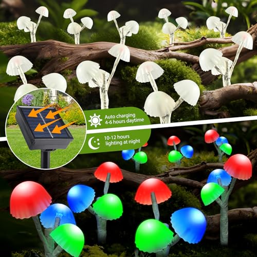 Solar Mushroom Lights - 6 Pack 18LED Multi-Color