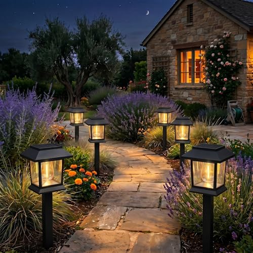 Solar Pathway Lights - 12 Pack Waterproof Black