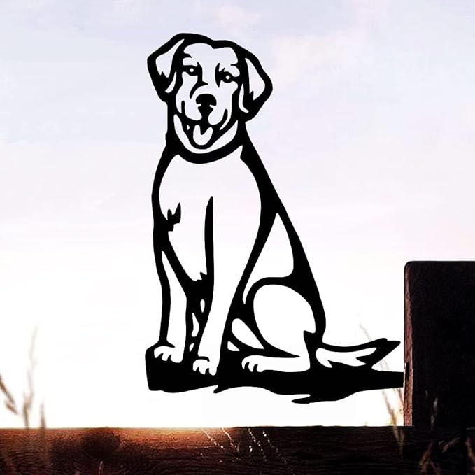 Adorable Dog Stake Decoration Yard Garden Outdoor Metal Art Dog Silhouette Decoration Steel Dogs Statue Adorable Ornament Gift (Labrador Retriever)