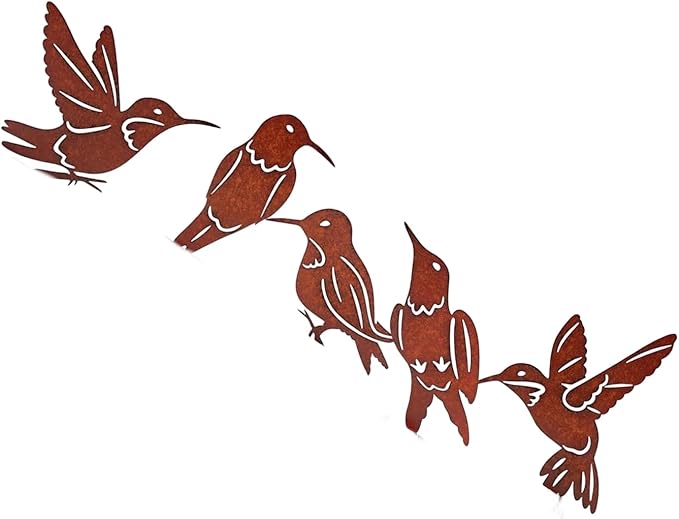 Rusty Metal Bird Garden Ornaments Weather Outdoor Decoration for Patios Yard Landscape Art Durability Outdoor Metal Animal Sculptures