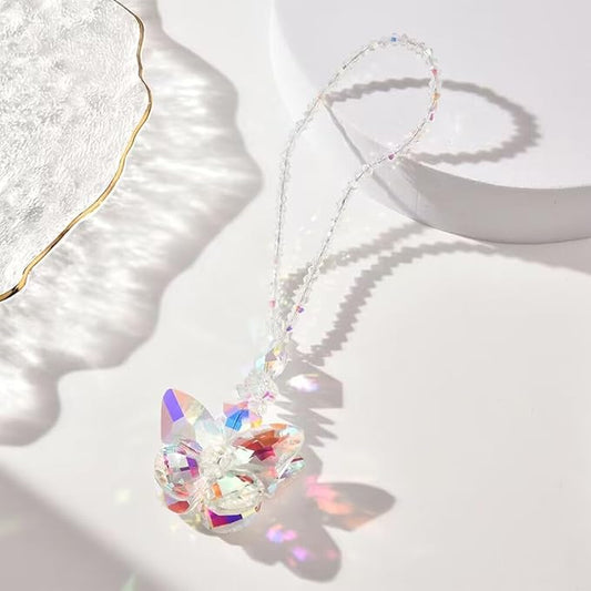Butterfly Hanging Ornament for Car Decor Sun Catcher- Crystal Rain Bown Maker for Window Hanging - AB Colored Hanging Pendant for Home Garden