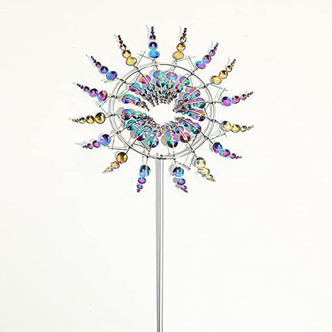 Metal Windmill Decorations,Wind Spinner for Garden,3D Wind Powered Kinetic Sculpture,Wind Catcher for Yard Art, Lawn, Garden Decor