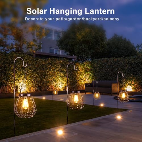 Hanging Solar Lantern Lights - Vintage Copper Waterproof, 2 Pack