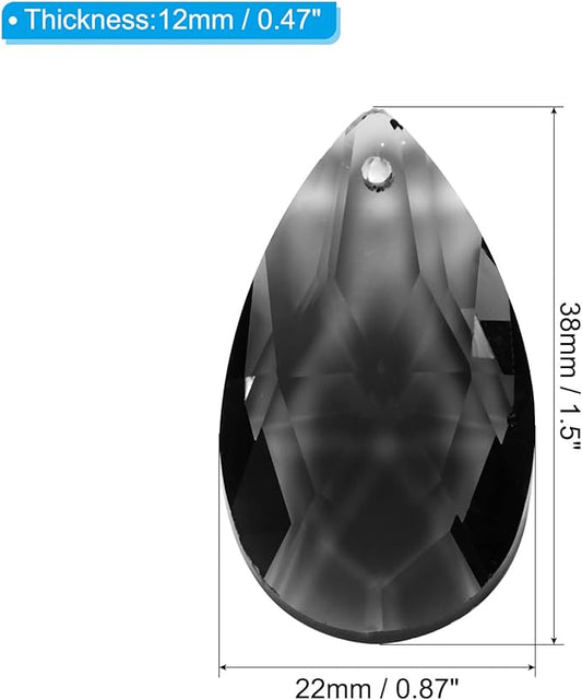 PATIKIL K9 Crystal Pendants Teardrop Beads, 10 Pack 38mm Chandelier Prisms Parts Hanging Beads DIY Lamp for Arts Crafts Decoration, Light Black