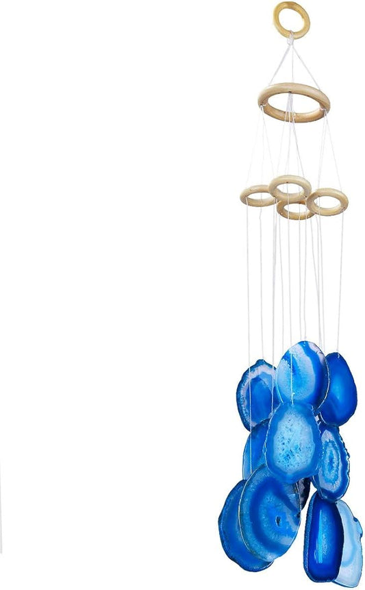 rockcloud Agate Slices Geode Wind Chime Home Garden Decoration Figurine, 20-24 inches, Blue