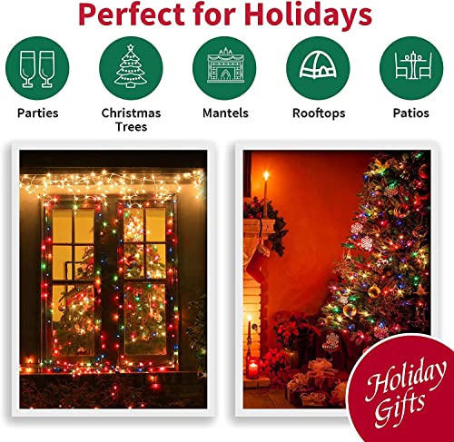 Christmas String Lights 2 Pack - 18ft 50 LED Multicolor 8 Modes Waterproof