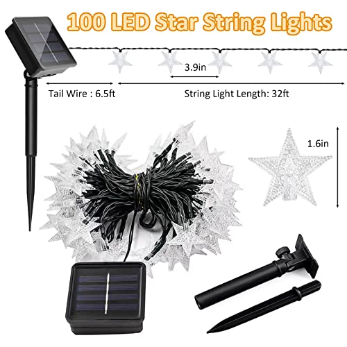 Twinkle Solar Star String Lights 39FT 100 LED - Warm White Waterproof