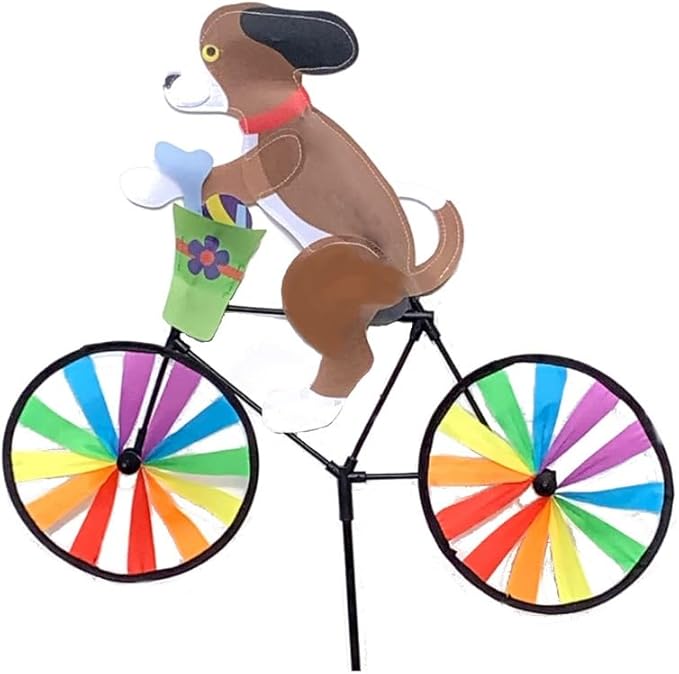 Brown Dog on Bicycle Wind Spinner
