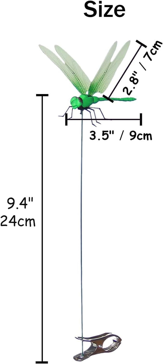 Jongdari 20pcs Dragonfly Hat Clip Realistic Fake Dragonflies Clip-On Garden Outdoor Decor Stakes Plastic Dragon Fly Clips Plant Decorations for Pot